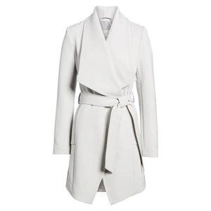T TAHARI Abbey Belted Draped Collar Trench Wrap Coat